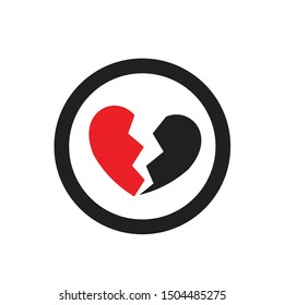 heart icon. Logo element illustration. heart design. colored collection. heart concept. broken heart.black and red
