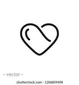 heart icon, logo, linear sign isolated on white background - editable vector illustration