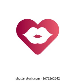 Logo del icono del corazón con labios dentro.
