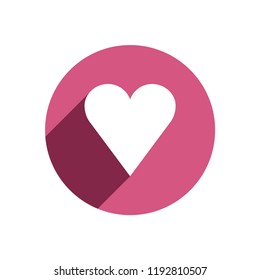 Heart icon with long shadow in circle