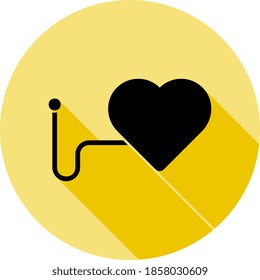 a heart icon in long shadow style