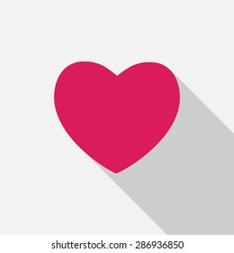 Heart Icon with Long Shadow Vector Illustration EPS10