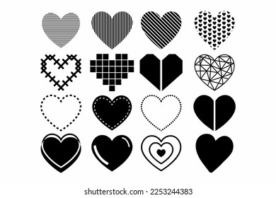 heart icon, love concept, black and white against white background