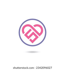 Heart icon, love concept. Letter SB love inspiration vector design. Heart logo inspiration with letter SB vector.
