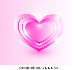 Heart icon, love icon.pink hearts,Pink heart 3d,Pink love.Valentine's day card.Used for wedding.