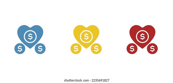 heart icon, love for money, vector illustration