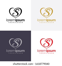 Heart icon, love Icon, with S initial logo 