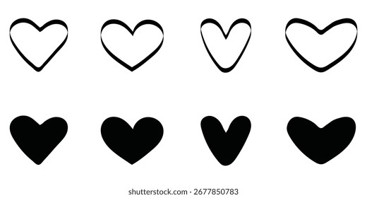 Icono del corazón. Forma del amor. Conjunto de diferentes iconos de corazón.