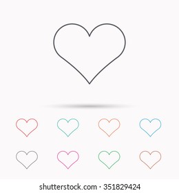 Heart icon. Love sign. Life symbol. Linear icons on white background.