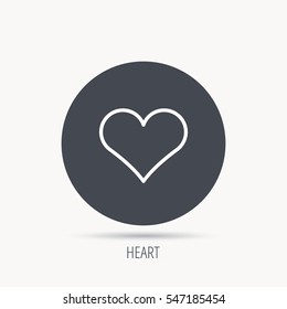Heart icon. Love sign. Life symbol. Round web button with flat icon. Vector