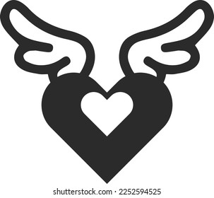Heart icon, love symbol black vector