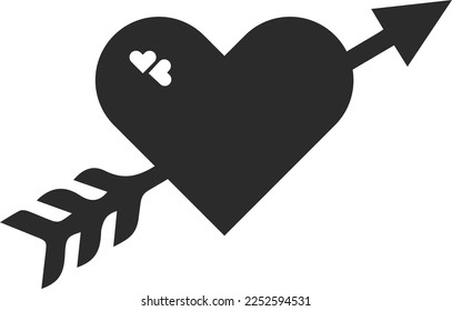 Heart icon, love symbol black vector