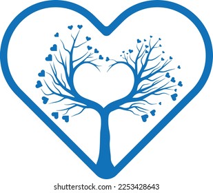Heart icon, love symbol line icon blue vector