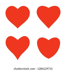 Heart icon love symbol, set. Vector illustrations. Flat design.