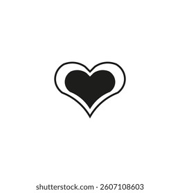 Heart icon. Love symbol shape. Romantic vector illustration. Black outline.