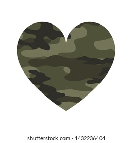 
heart icon love symbol valentines day camouflage vector