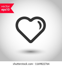 Heart icon. Love heart vector sign. Valentines day heart icon. EPS 10 flat symbol.