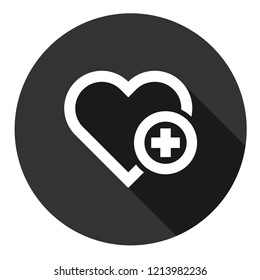 Heart icon. Love heart vector sign. Valentines day heart icon. EPS 10 flat symbol. Gray icon with shadow