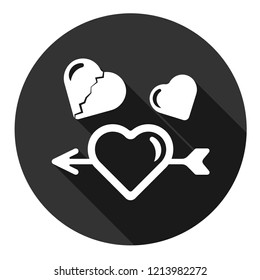 Heart icon. Love heart vector sign. Valentines day heart icon. EPS 10 flat symbol. Gray icon with shadow