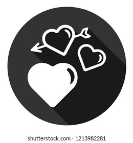 Heart icon. Love heart vector sign. Valentines day heart icon. EPS 10 flat symbol. Gray icon with shadow