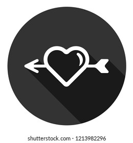 Heart icon. Love heart vector sign. Valentines day heart icon. EPS 10 flat symbol. Gray icon with shadow
