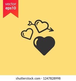 Heart icon. Love heart vector sign. Valentines day heart icon. EPS 10 flat symbol.