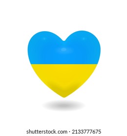 Heart icon mades of yellow and blue colors of National flag of Ukraine, vector illustration.