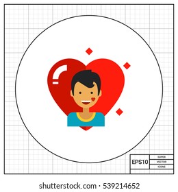 Heart Icon with Male Portrait