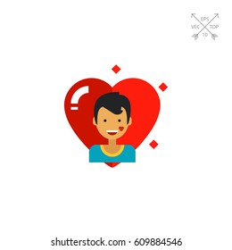 Heart Icon with Male Portrait