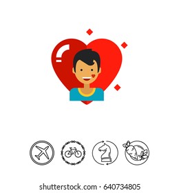 Heart Icon with Male Portrait