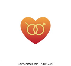 Heart icon. man and woman symbol on herat background. love symbol