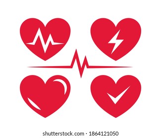 Heart icon for medical clinic. Cardio icons set vector.