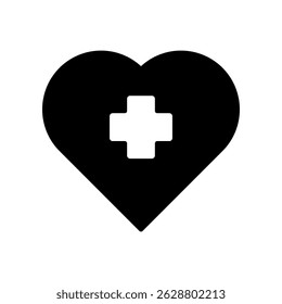 Heart Icon with Medical Cross for Healthcare or Wellness Representation