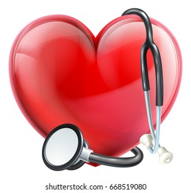 A heart icon and a medical doctors stethoscope