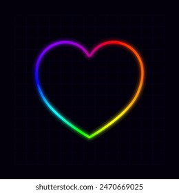 Heart icon, neon rainbow visuals, gradient mesh graphics, glowing colorful aesthetic.