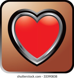 heart icon on brown web button