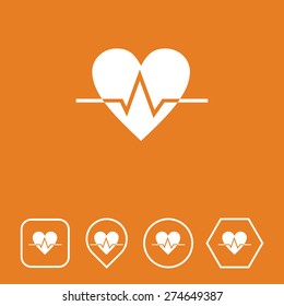 Heart Icon on Flat UI Colors with Different Shapes. Eps-10.