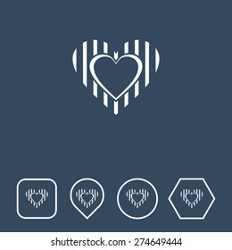 Heart Icon on Flat UI Colors with Different Shapes. Eps-10.