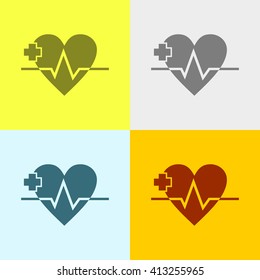 Heart Icon on Four Different Backgrounds. Eps-10.