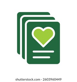 Heart Icon on Green Cards Vector Illustration