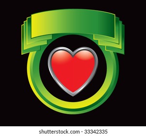 heart icon on green crest
