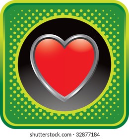 heart icon on green halftone web button