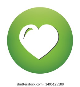 Heart icon on green vector button - concept medical