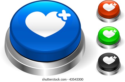 Heart Icon on Internet Button Original Vector Illustration Three Dimensional Buttons