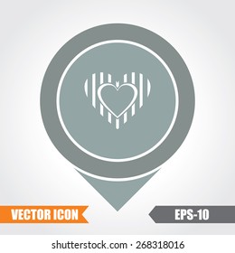 Heart Icon On Map Pointer. Eps.-10.