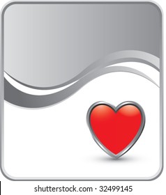 heart icon on silver wave background