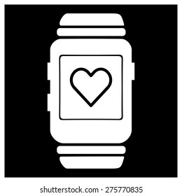 Heart icon on smart watch. vector illustration