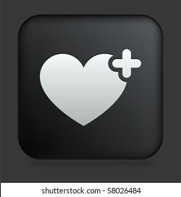 Heart Icon on Square Black Internet Button Original Illustration