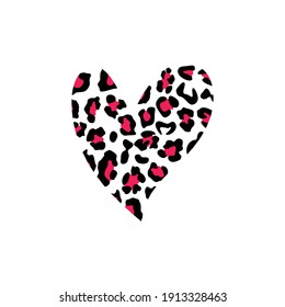 Heart icon on white background vector illustration with leopard spots