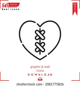 heart icon on white background. Vector premium design icons for Valentine's day icons, web site design, mobile app, logo, user interface. Editable stroke. Vector Illustration Eps10